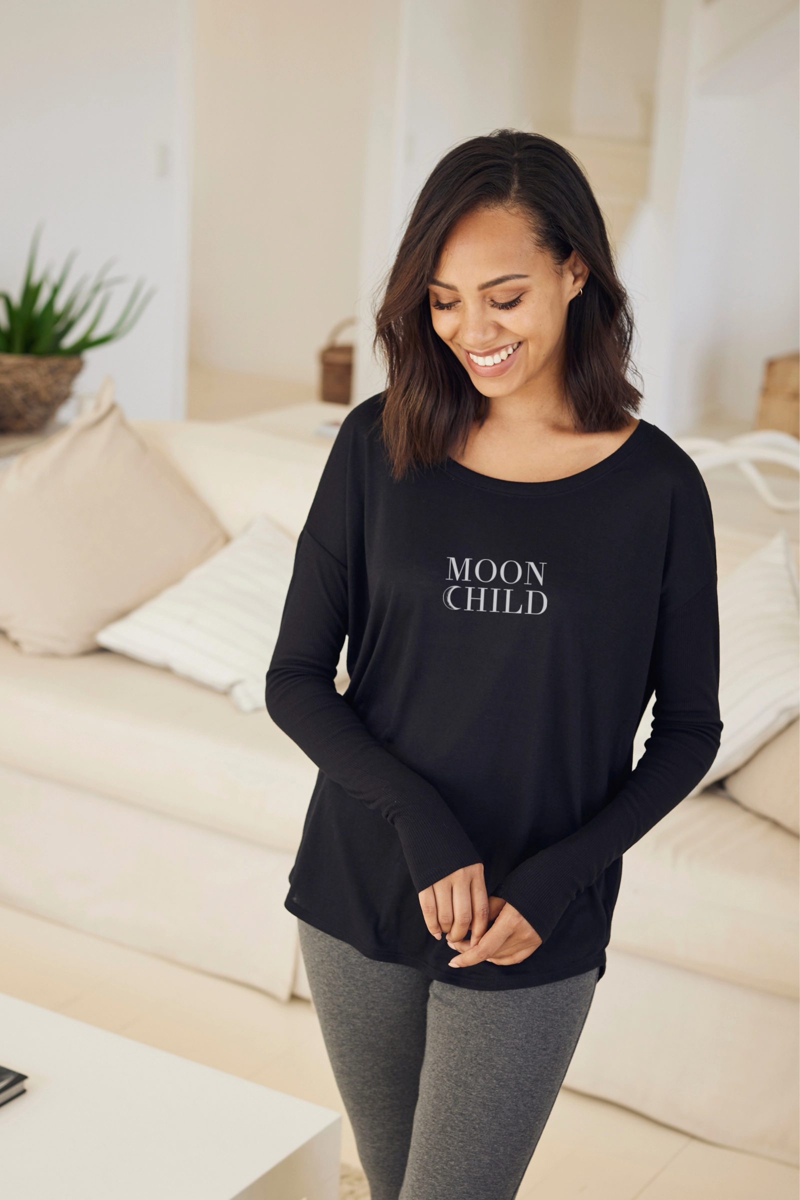 "Moon Child" Original Ribbed Long Sleeve Tee