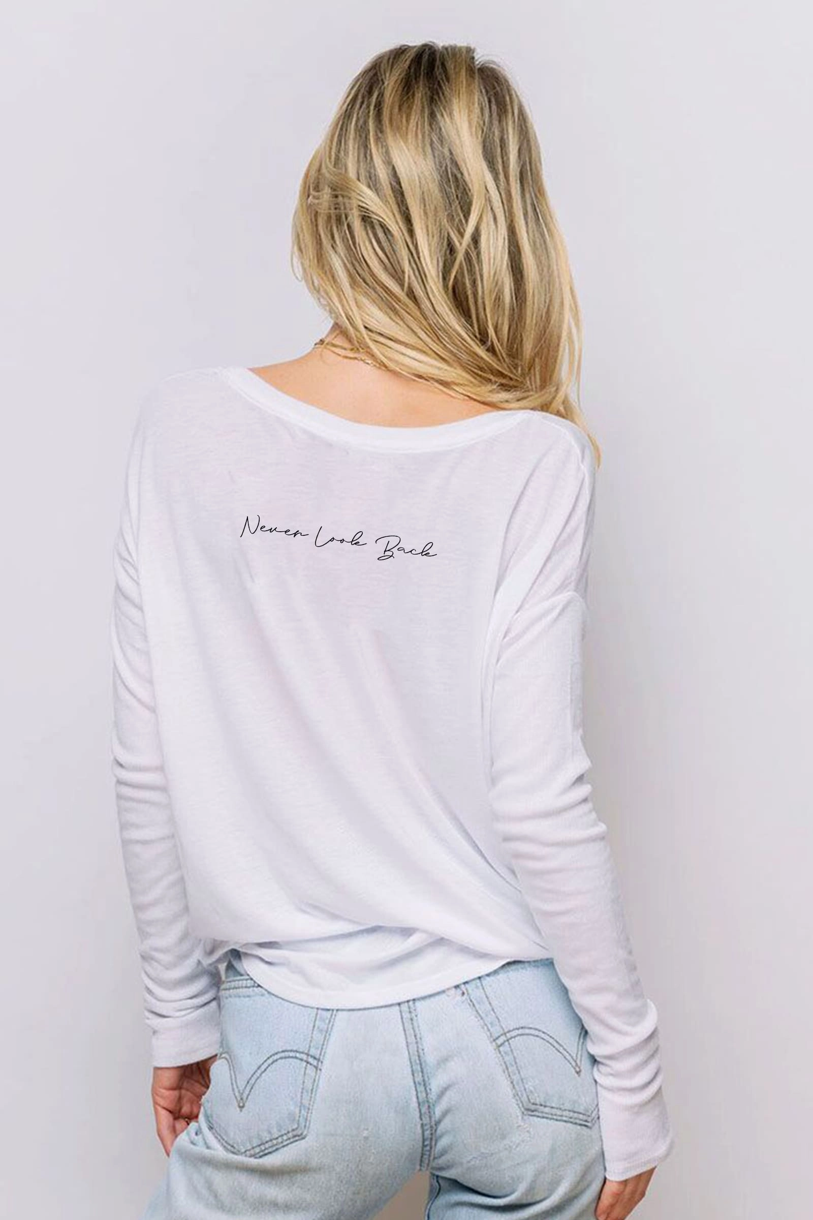 "Never Look Back" Original Ribbed Long Sleeve Tee