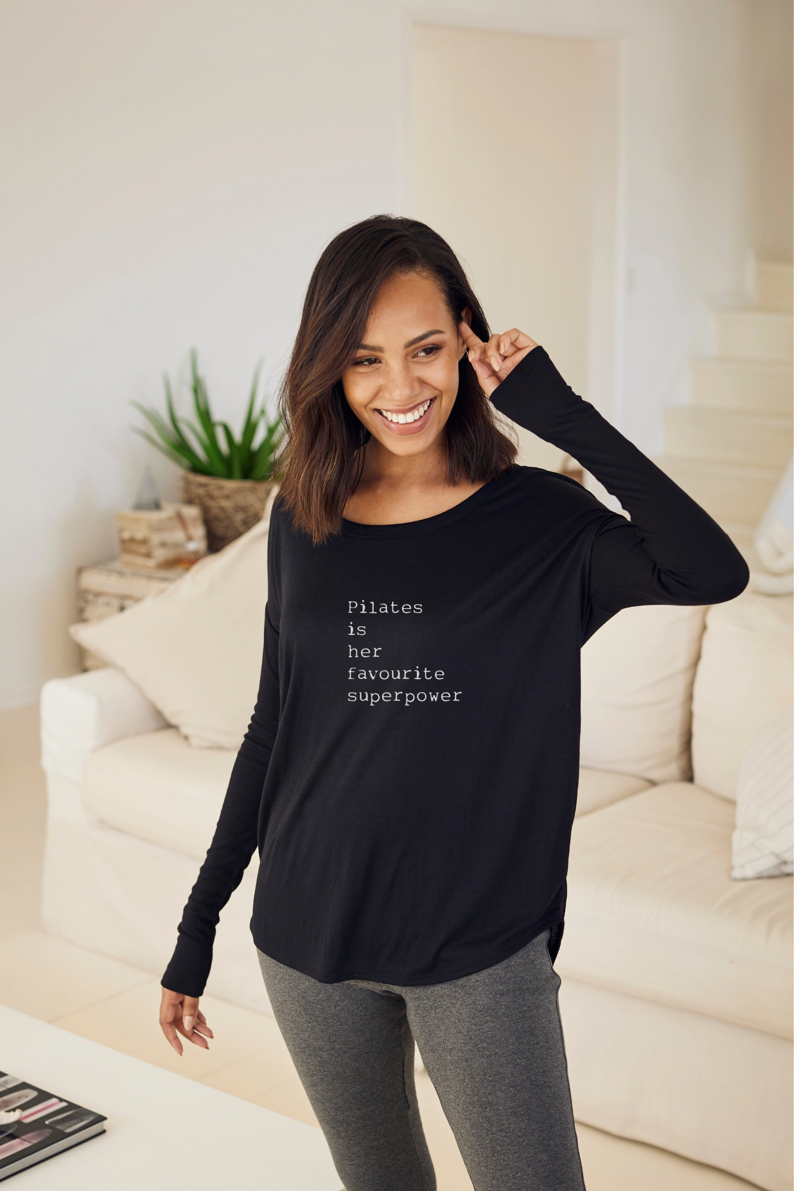 "Pilates Superpower" Original Ribbed Long Sleeve Tee