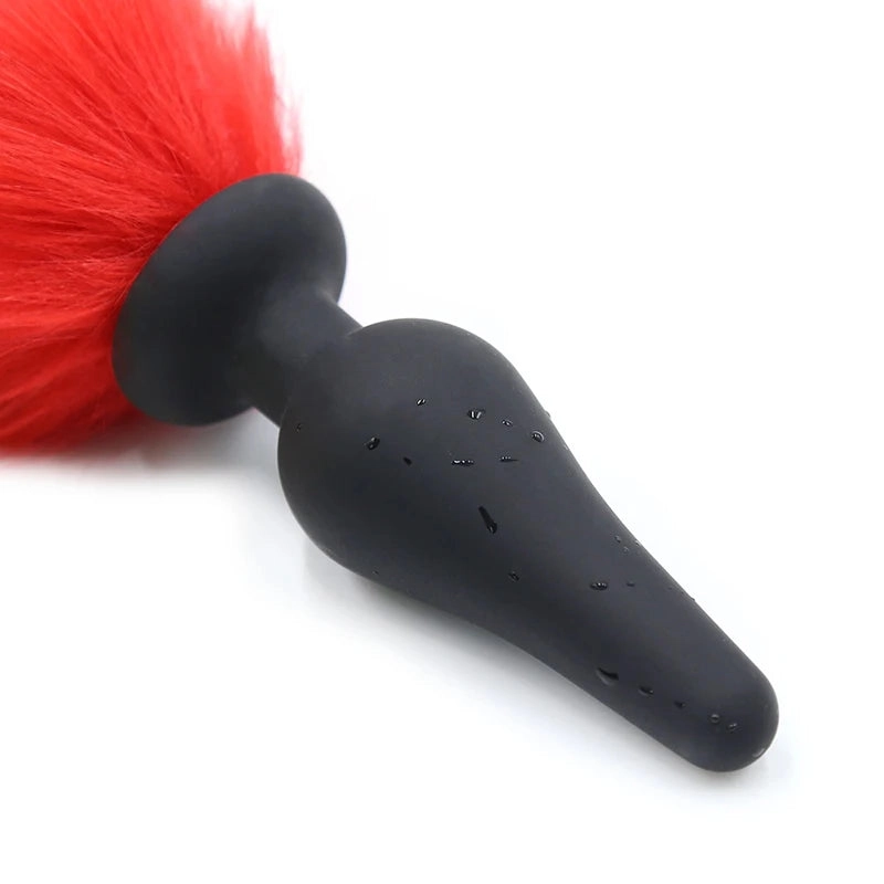 Rainbow Anal Plug Fox Tail Silicone Butt Plug