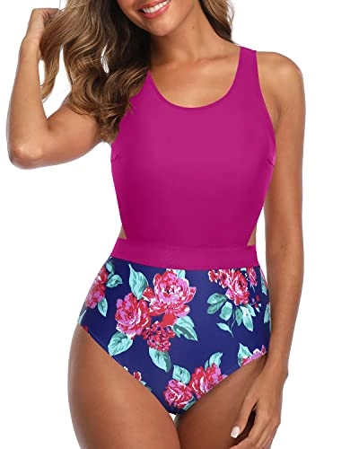 Sexy Monokini For Women Tummy Control Cutout Monokini-Pink Floral