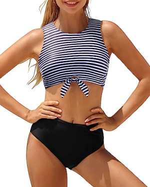 Two Piece Tie Knot Tummy Control Bikini Set