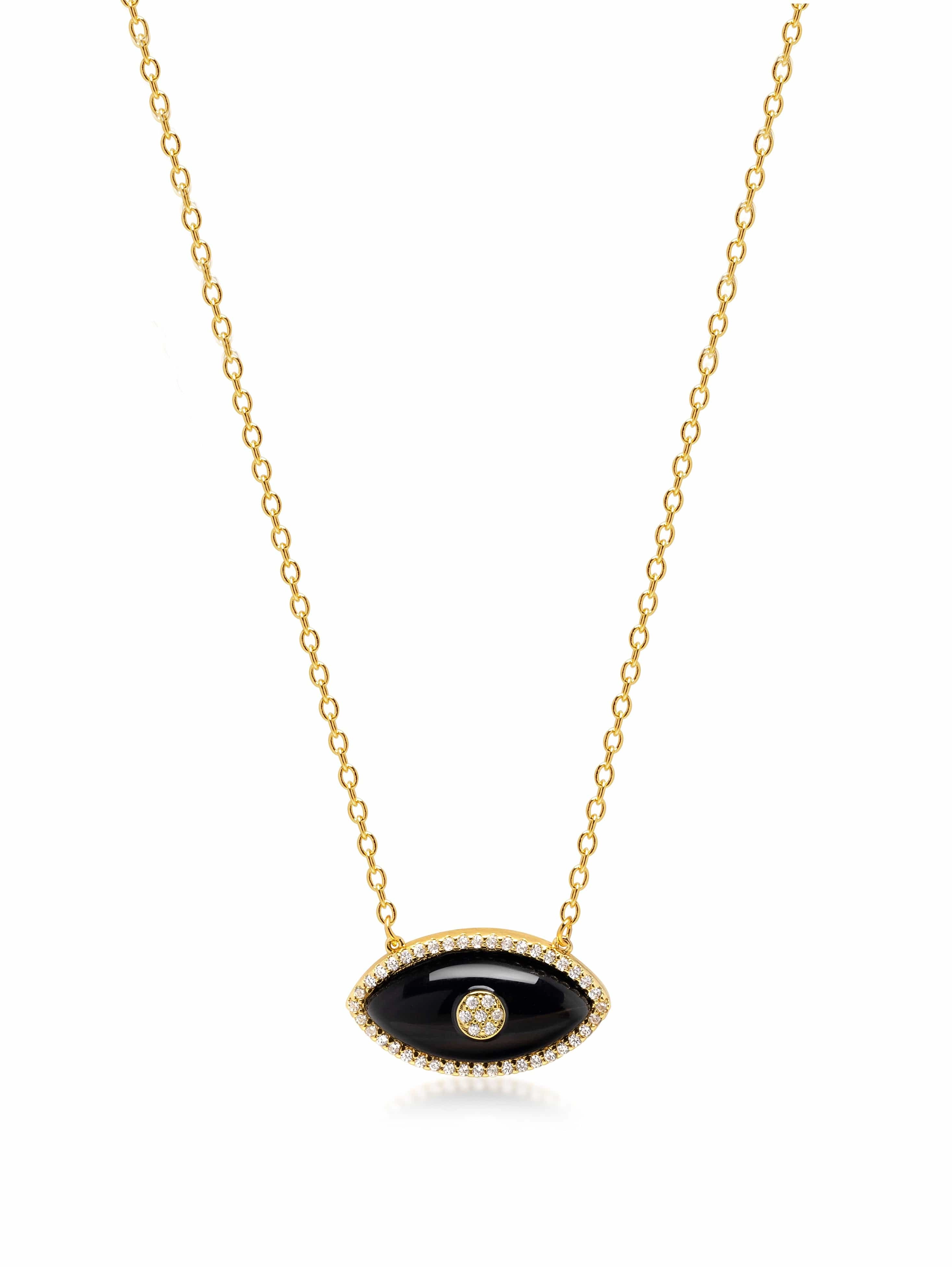 Women's Black Enamel Evil Eye Necklace