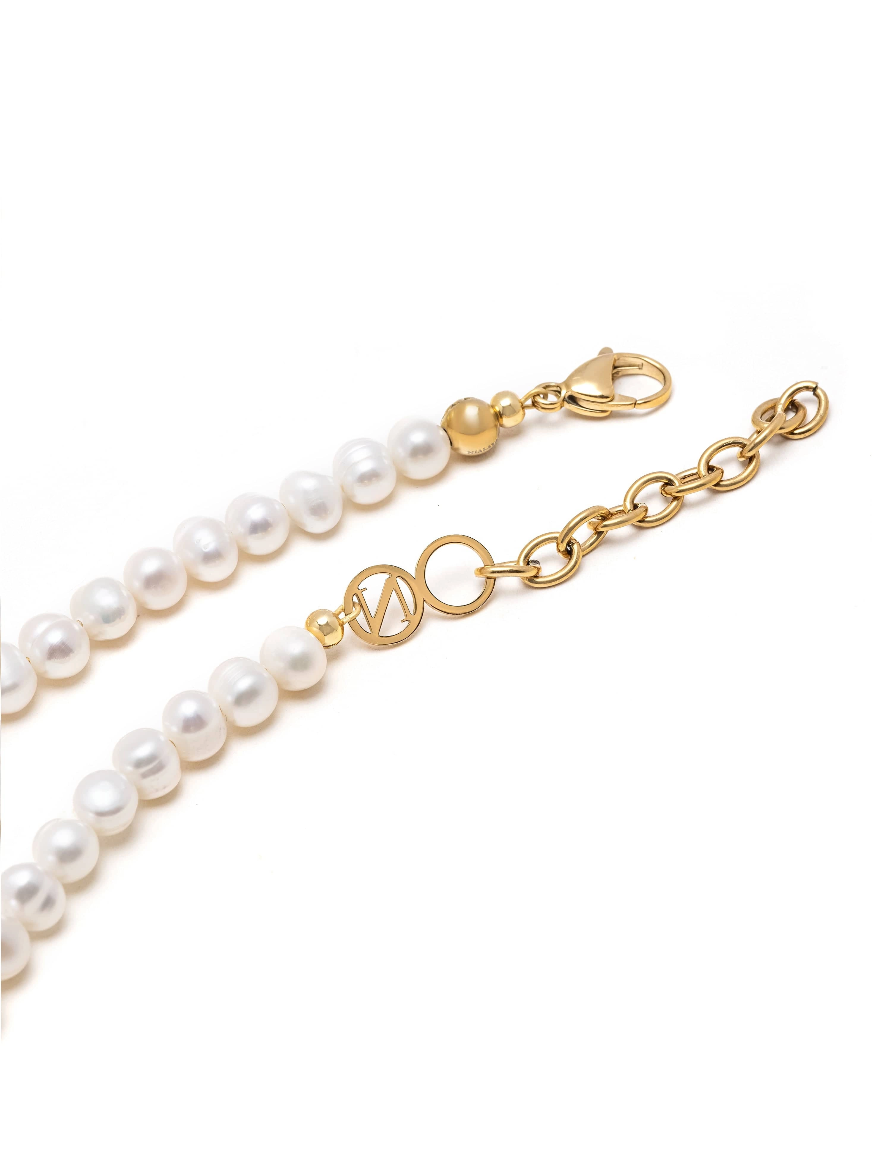 Women's Cross Pearl Choker with Evil Eyes