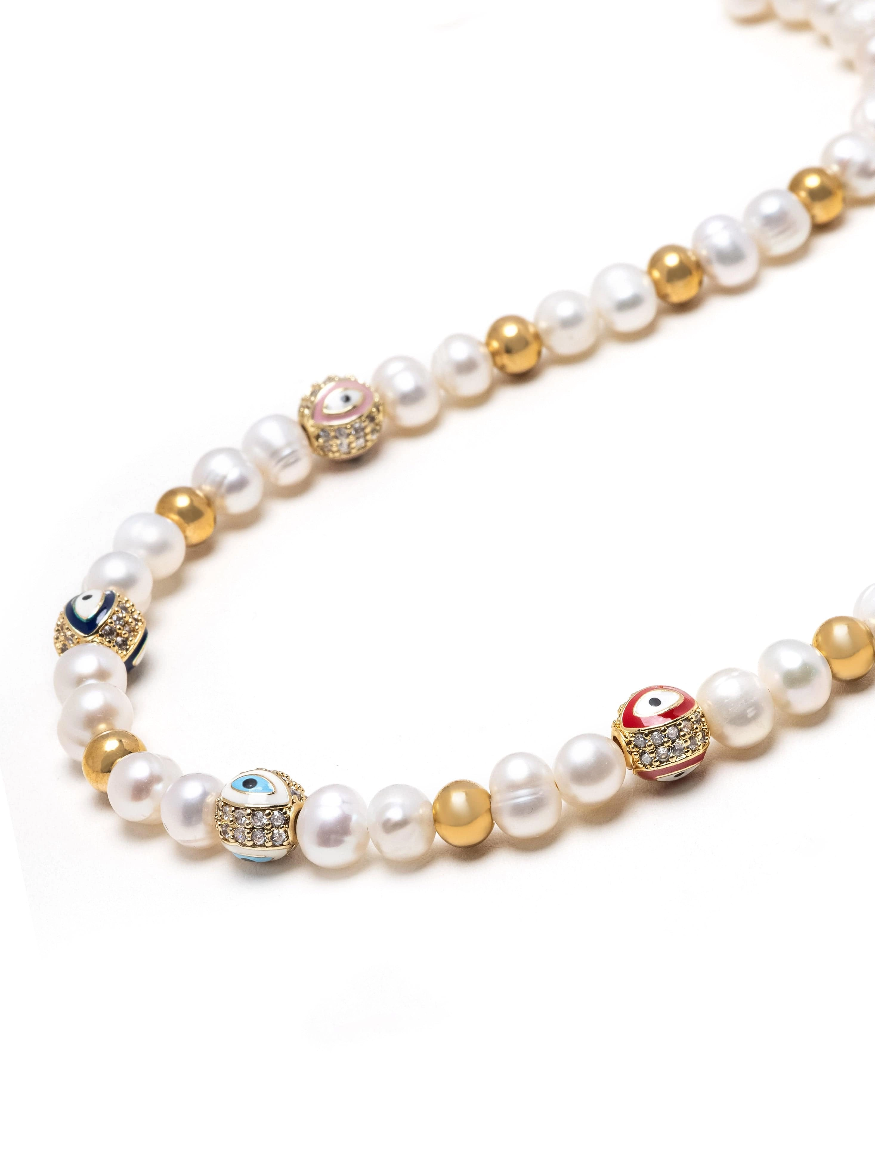 Women's Evil Eye Pearl Necklace