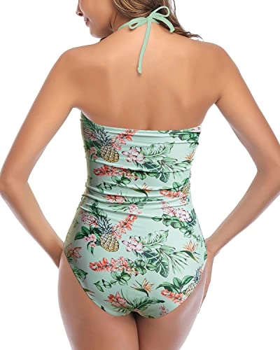 Women's Sexy Cutout One Piece Swimwear Tummy Control Halter Bathing Suit